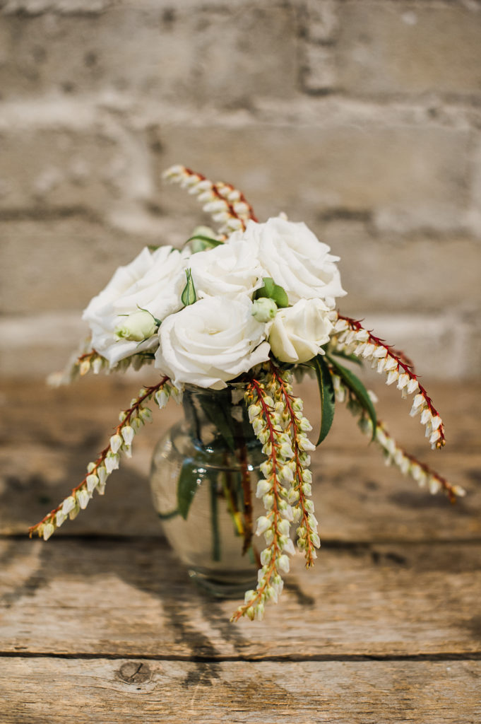 Babys Breath Alternatives Piersis and double petalled white lisianthks. Flower value: $14. With vase: $18.